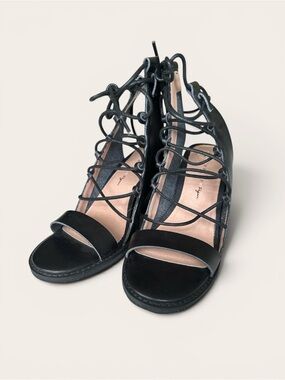 Free People Black Lace-Up Gladiator Heels